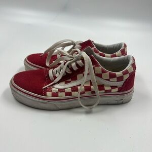 Vans Checkered Shoes Tie Red White Size 4 M & 5.5 W
